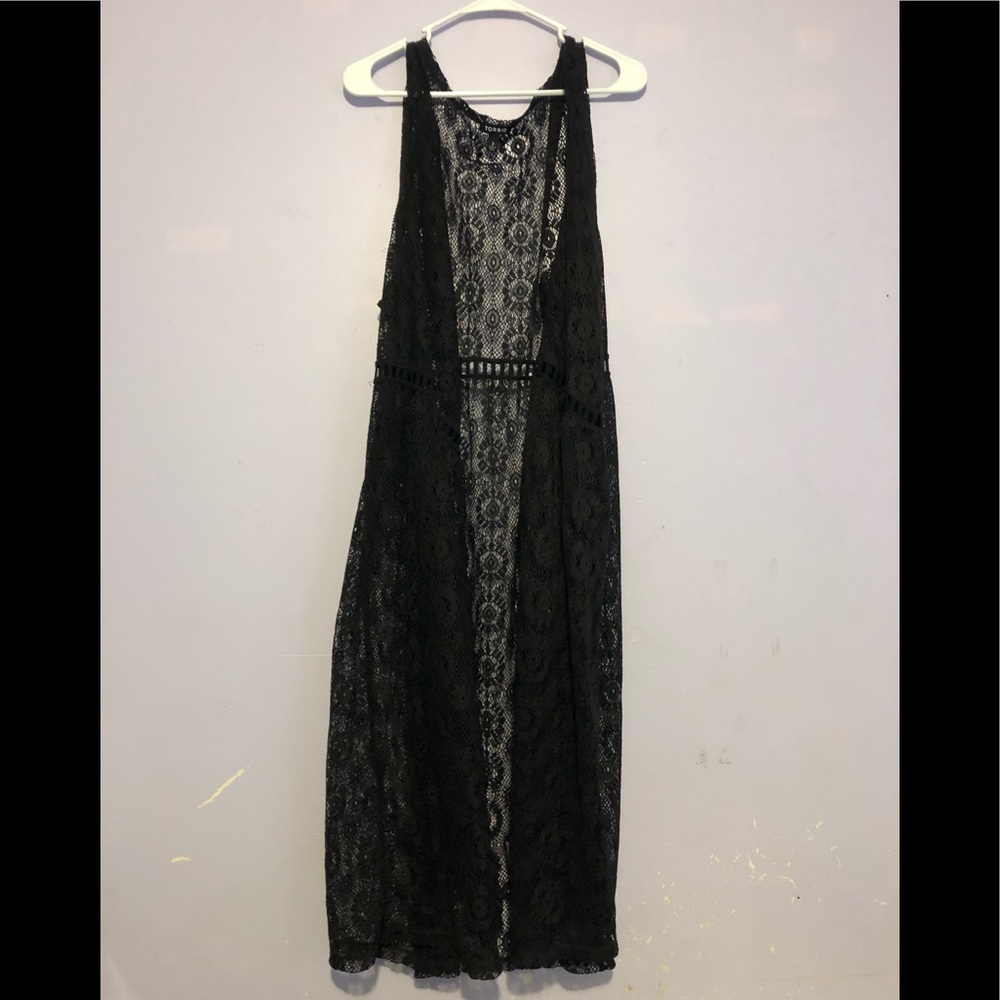 TORRID Lace No Sleeve Maxi Cardigan